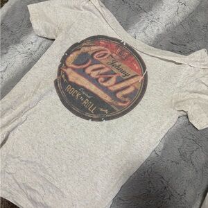 Off shoulder Johnny Cash Graphic Rock and Roll T-Shirt